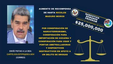 Recompensa por Nicolás Maduro.&nbsp;