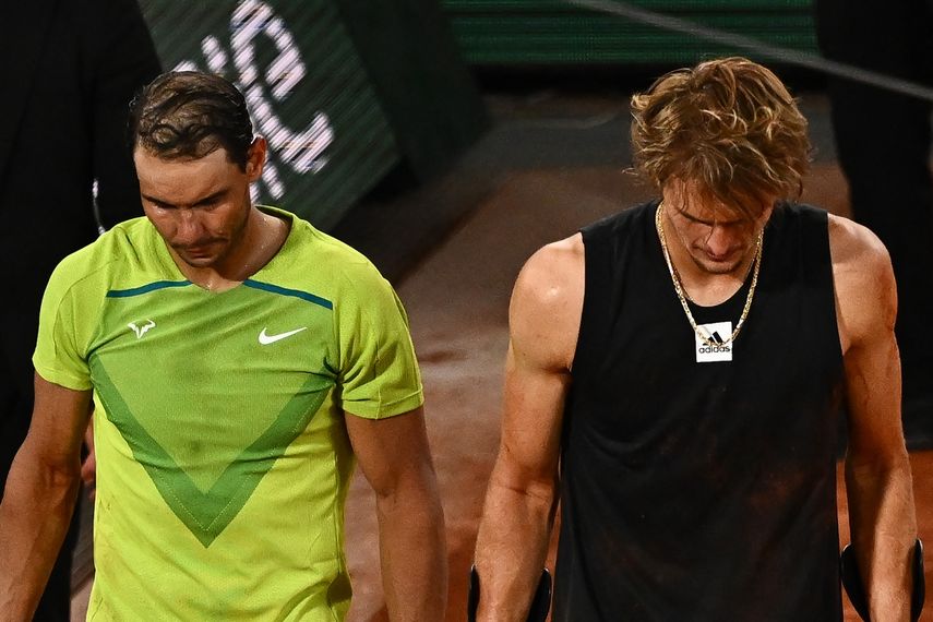 Rafa Nadal aseguró estar triste de que su duelo en Roland Garros contra Alexander Zverev terminó por una lesión&nbsp;