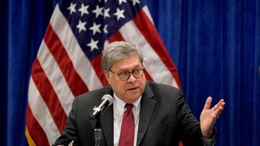 El secretario de justicia de EEUU William Barr en San Luis, Missouri, el 15 de octubre del 2020&nbsp;