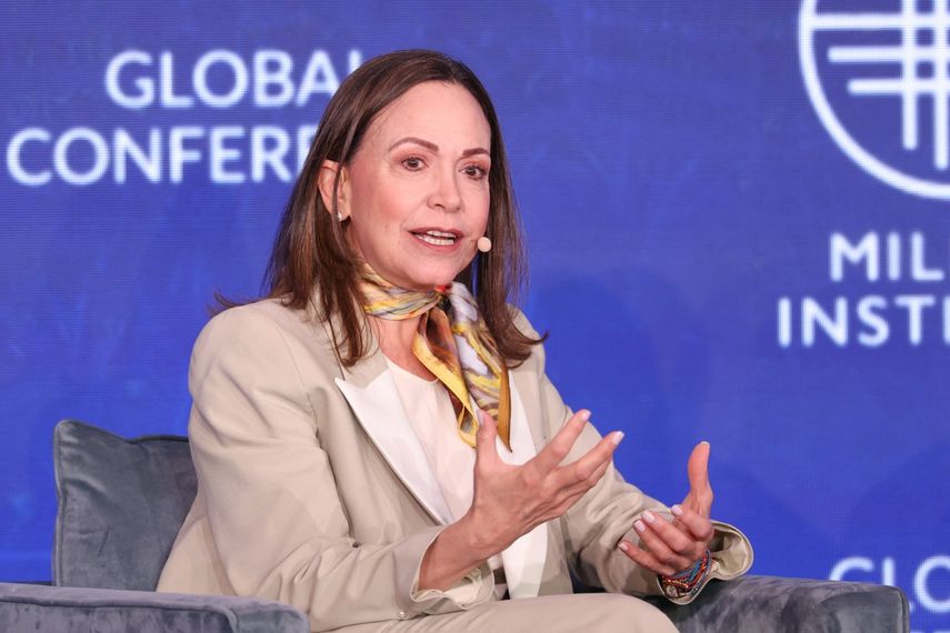 María Corina Machado reiteró que se deben acelerar las elecciones en Venezuela, pero respetando el plan de Trump. (AFP)