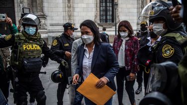 La candidata presidencial de derecha peruana por el partido Fuerza Popular, Keiko Fujimori, llega a la Corte Nacional de Lima. 