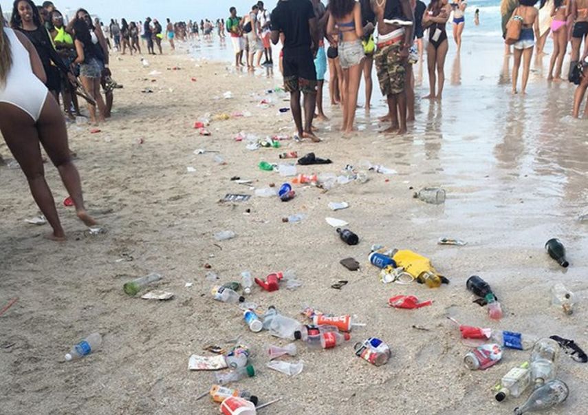 Imagen tomada del portal de noticias Local 10, que muestran los efectos del comienzo de las vacaciones de Spring Break en Miami Beach. (CORTESÍA)