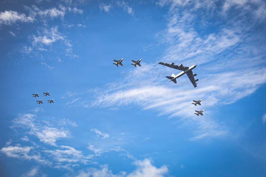 Escuadrón de aviones caza de combate de EEUU en el Caribe.
