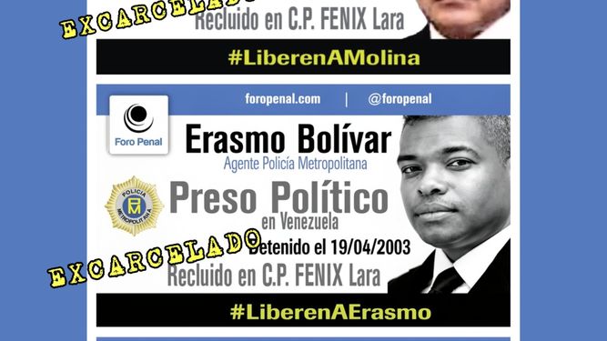 Los policías metropolitanos Luis Molina, Erasmo Bolívar y Héctor Rovaín fueron sentenciados a 30 años de prisión, en abril de 2009, por el delito de homicidio calificado frustrado en complicidad, tras hechos violentos en medio de protestas contra Hugo Chávez. El gobierno interino los excarceló el 19 de mayo de 2026