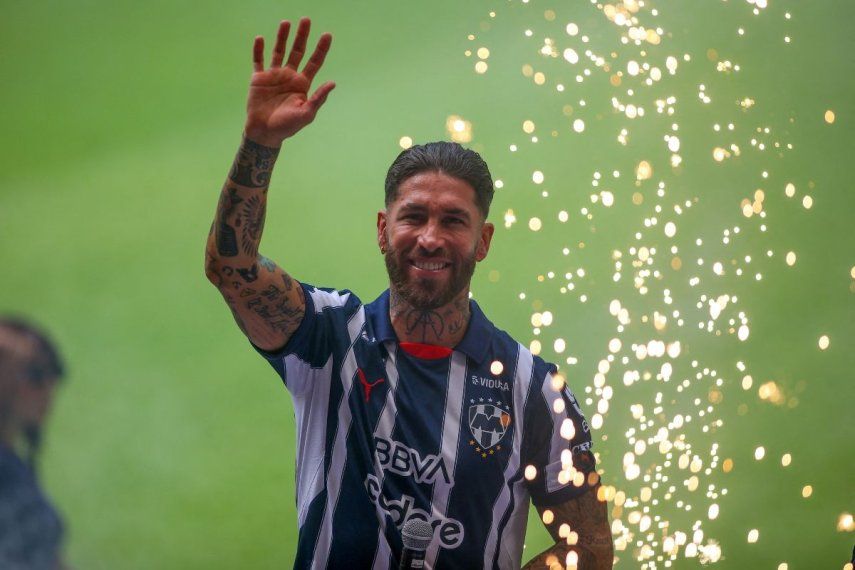 El español Sergio Ramos, nuevo jugador de los Rayados de Monterrey, durante su presentación con el equipo, el 9 de febrero de 2025.