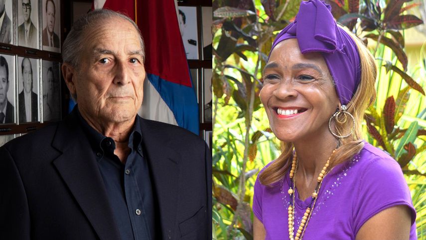 El presidente de la Fundación Nacional Cubanoamericana, José Pepe Hernández y la Dama de Blanco Xiomara Cruz Miranda.