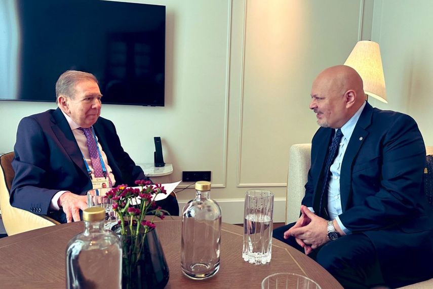Edmundo González Urrutia, presidente eelcto de Venezuela, reunido con el fiscal de la CPI, Karim Khan, en Múnich el 15 de febrero