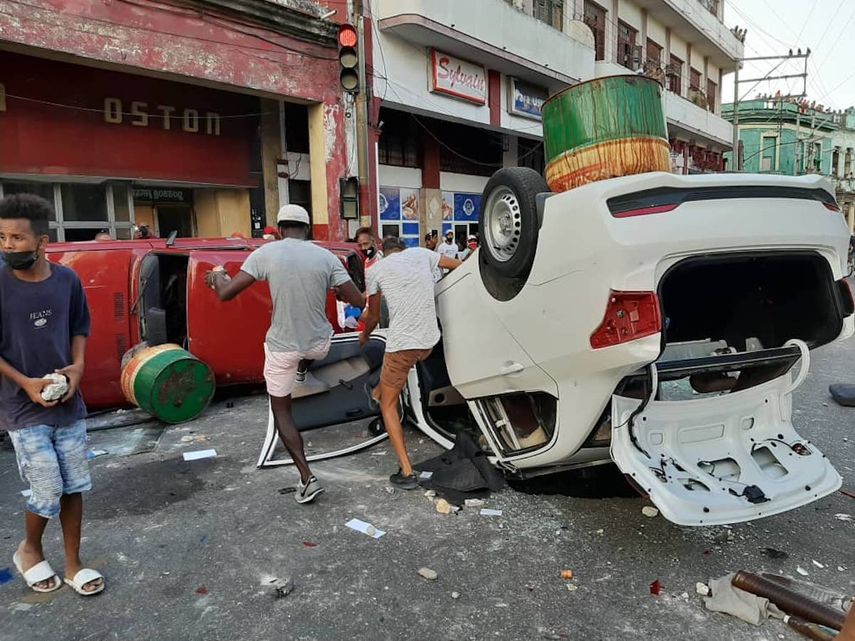 Protestas por la libertad, alimentos y comida en Cuba, iniciadas el 11 de julio de 2021.&nbsp;