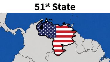 Captura de una publicación del presidente de Estados Unidos, Donald Trump, en redes sociales, con un mapa del norte de Sudamérica en el que aparece Venezuela coloreado con la bandera estadounidense y bajo el lema 51º estado