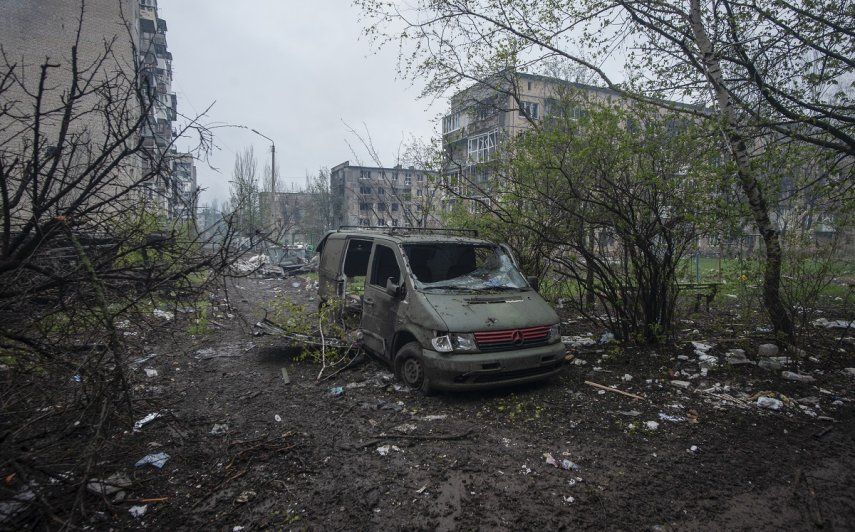 Vista general de Bájmut, el sitio de intensa lucha con las tropas rusas en la región Donetsk, Ucrania, el viernes 21 de abril de 2023.&nbsp;