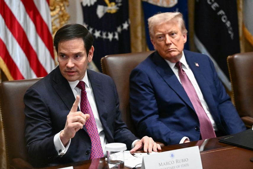 El secretario de Estado de Estados Unidos, Marco Rubio junto al presidente Donald Trump.&nbsp;