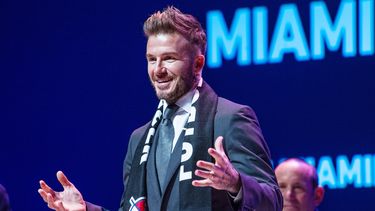 El exfutbolista británico David Beckham habla durante la presentación oficial del proyecto de equipo que representará a Miami en la MLS. 
