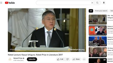 Kazuo Ishiguro durante su discurso recibiendo el Premio Nobel de Literatura de 2017.