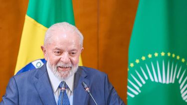 El Presidente de Brasil Luíz Inácio Lula Da Silva, durante una conferencia de prensa en Addis Abeba, Etiopía
