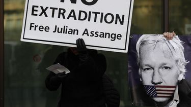 Una protesta a favor de Julian Assange en Londres el 13 de enero del 2020.&nbsp;