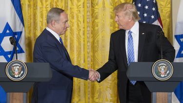 &nbsp;El presidente de EEUU, Donald J. Trump y el primer ministro israelí, Benjamin Netanyahu durante una rueda de prensa conjunta en la Casa Blanca en Washington, Estados Unidos, el &nbsp;15 de febrero de 2017.