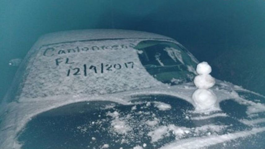 Imágenes en las redes sociales dejaban la evidencia de la nevada en el norte de Florida este 9 de diciembre de 2017.