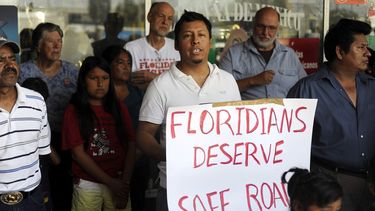 Indocumentados de la Florida en una manifestación para apoyar licencias de conducción para individuos sin estatus migratorio.&nbsp;