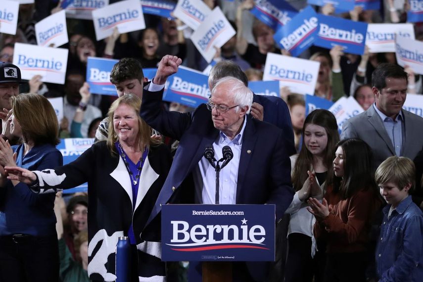 El precandidato presidencial dem&oacute;crata Bernie Sanders, durante un evento de campa&ntilde;a en Essex Junction, Vermont, el martes 3 de marzo de 2020.&nbsp;