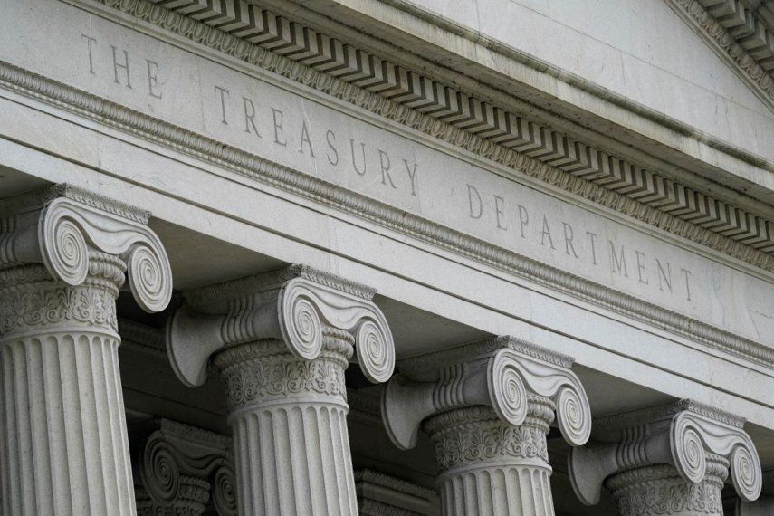 El edificio del Departamento del Tesoro de Estados Unidos, en Washington, el 4 de mayo de 2021.&nbsp;