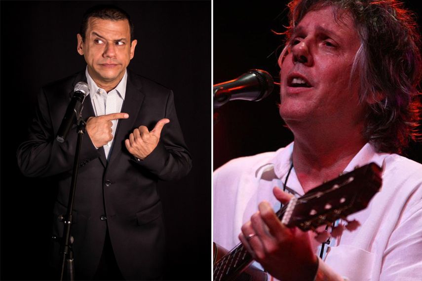 El comediante venezolano, Emilio Lovera y el humorista, Alejandro García Virulo, juntos por única vez en Miami. (CORTESÍA)