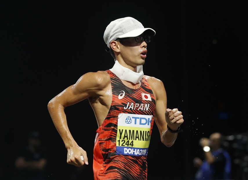 Japonés Yamanishi revalida el oro en 20 km marcha del Mundial