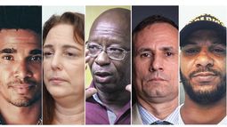 De izq. a der., los opositores cubanos Luis Manuel Otero Alcántara, Tania Bruguera, Manuel Cuesta Morúa, José Daniel Ferrer y Maykel Osorbo.