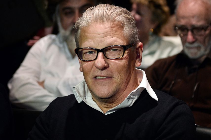 En esta foto de archivo tomada el 29 de marzo de 2016, el artista multidisciplinario belga Jan Fabre y el recién nombrado director artístico del Festival anual de Atenas y Epidauro observan durante una conferencia de prensa en el museo de la Acrópolis de Atenas para presentar el programa del festival.