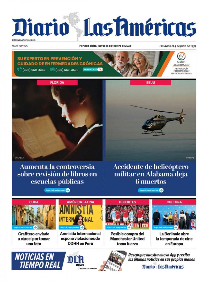 Portada digital del jueves 16 de febrero de 2023