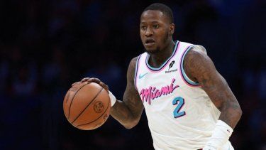 Terry Rozier, del Miami Heat, en acción contra los Boston Celtics en el Kaseya&nbsp;