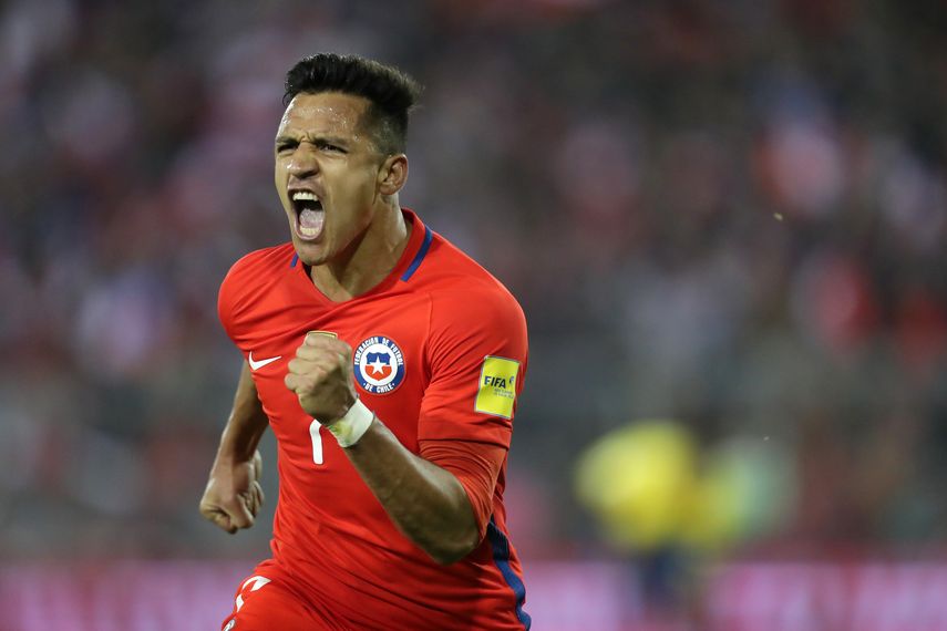Alexis Sánchez celebra el gol que le dio la victoria a la selección chilena. 