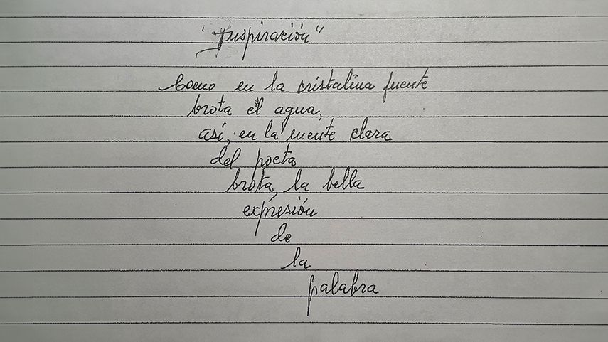 Manuscrito versos Inspiración, Maruja.