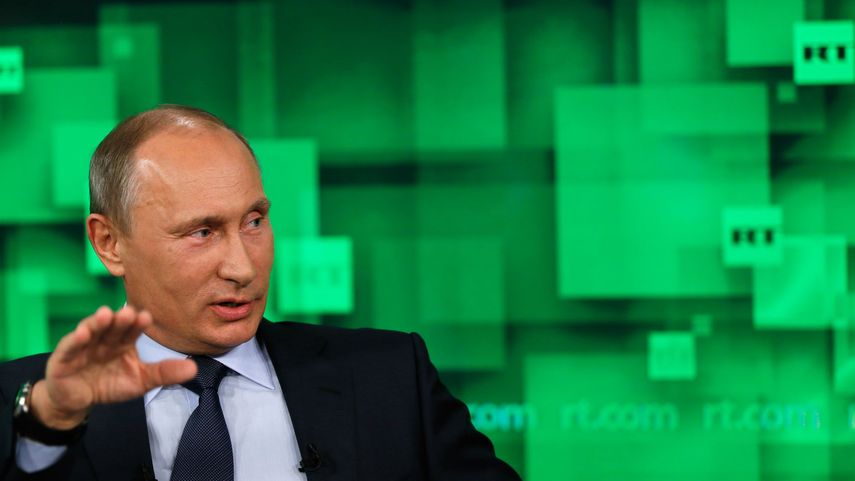 El presidente de Rusia, Vladimir Putin ofrece declaraciones desde el medio RT.