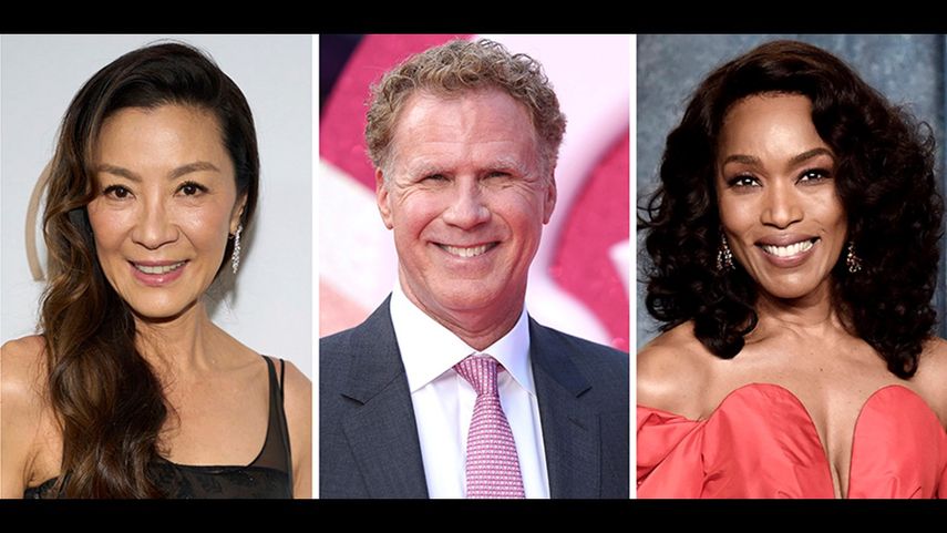 Esta cobinación de fotografías muestra a Michelle Yeoh, Will Ferrell y Angela Bassett. Yeoh, Ferrell y Bassett, junto con Amanda Seyfried, Julia Garner, George López y Justin Hartley serán algunos de los presentadores de los Globos de Oro 2024.