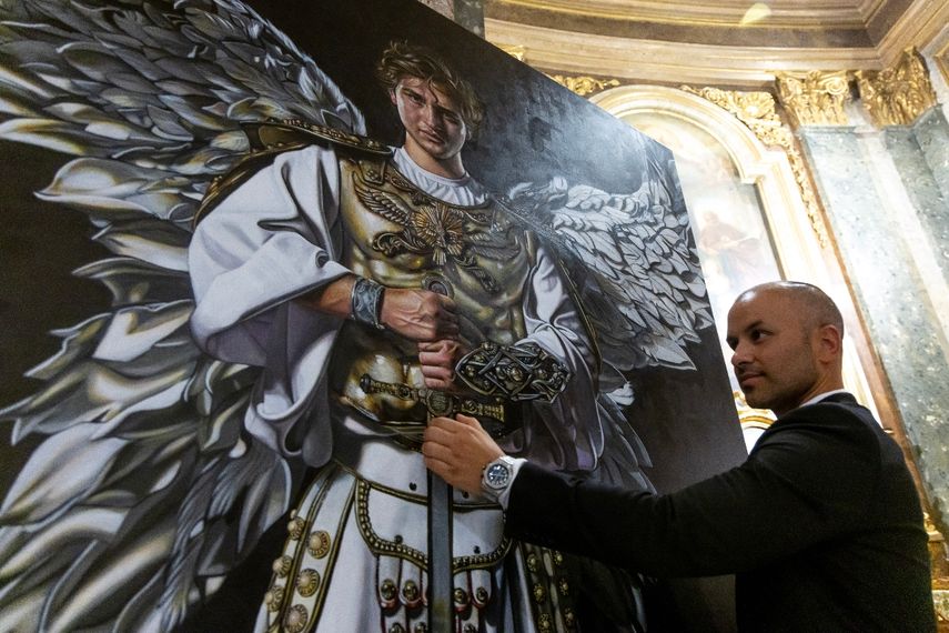 San Miguel Arcángel, expuesta por primera vez en diciembre del 2024 en la Catedral Metropolitana de Santiago de Guatemala. 