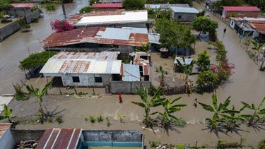 Vista aérea de fincas y casas inundadas en La Fortuna, estado Zulia, Venezuela