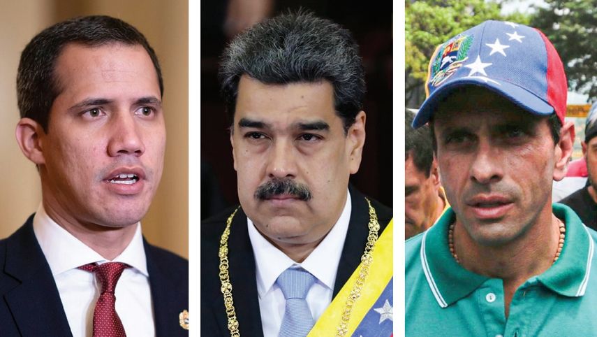 Juan Guaidó, Nicolás Maduro y Henrique Capriles.