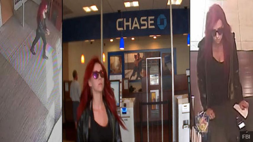 La imagen muestra a la presunta sospechosa en el banco