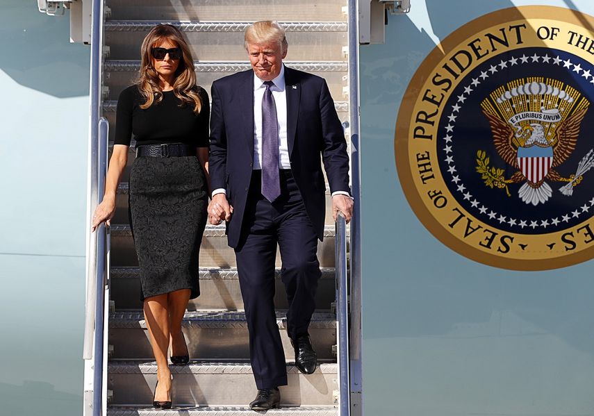 El presidente Donald Trump y la primera dama, Melania, a sus llegada a Las Vegas este miércoles 4 de octubre de 2017.