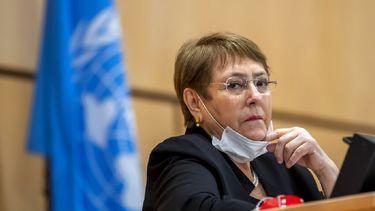 La Alta Comisionada para los Derechos Humanos, Michelle Bachelet, asiste a una reunión del Consejo de Derechos Humanos de las Naciones Unidas en Ginebra, Suiza.  