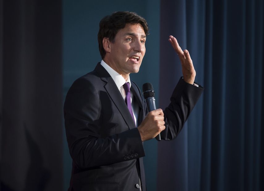 El primer ministro canadiense Justin Trudeau habla a sus partidarios durante un acto de recaudación de fondos del Partido Liberal en Surrey, Canadá, 4 de agosto de 2019.&nbsp;