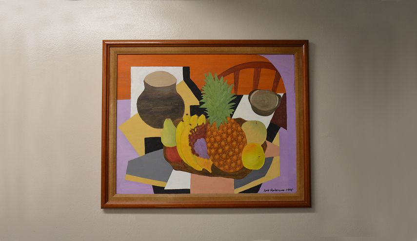 Naturaleza con frutas, 1995, acrílico, 22 X 28.