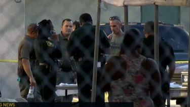 Los detectives de la Policía de Broward inspeccionan el área del suceso.