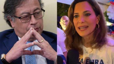 Combinación de fotos del presidente colombiano Gustavo Petro y de la congresista estadounidense María Elvira Salazar. 