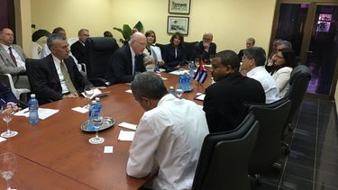 Imagen del encuentro en La Habana de la delegación de congresistas de&nbsp;EEUU&nbsp;con el nuevo director general para Estados Unidos de la Cancillería cubana, Carlos Fernández de Cossío.