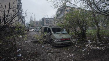 Vista general de Bájmut, el sitio de intensa lucha con las tropas rusas en la región Donetsk, Ucrania, el viernes 21 de abril de 2023.&nbsp;