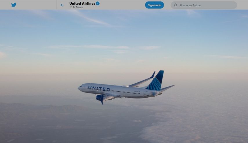 Fotografía del 7 de junio de 2019 de una aeronave con el logotipo de United publicada en la cuenta oficial de Twitter de la aerolínea.