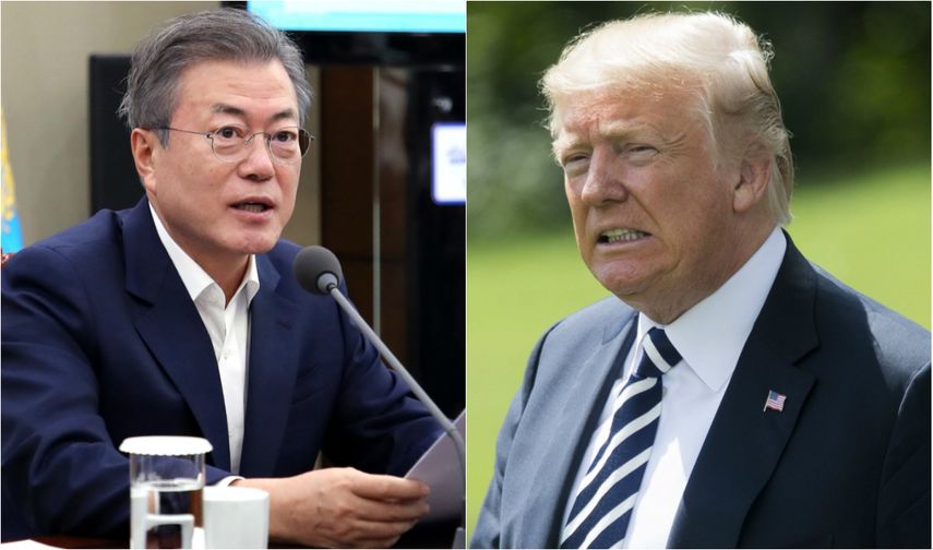 El presidente surcoreano Moon Jae-in y Donald Trump.&nbsp;