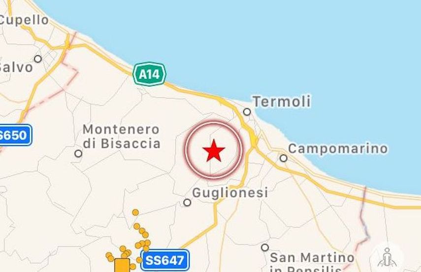 Área que abarcó el temblor en Italia este jueves. 