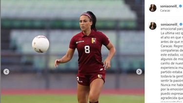 Sonia María ONeill durante su debut en la selección Vinotinto femenina en Caracas, Venezuela